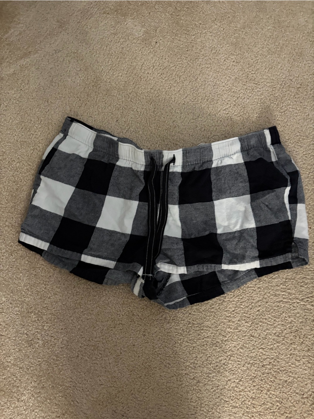 Old Navy Black and White Buffalo Plaid Athletic Shorts